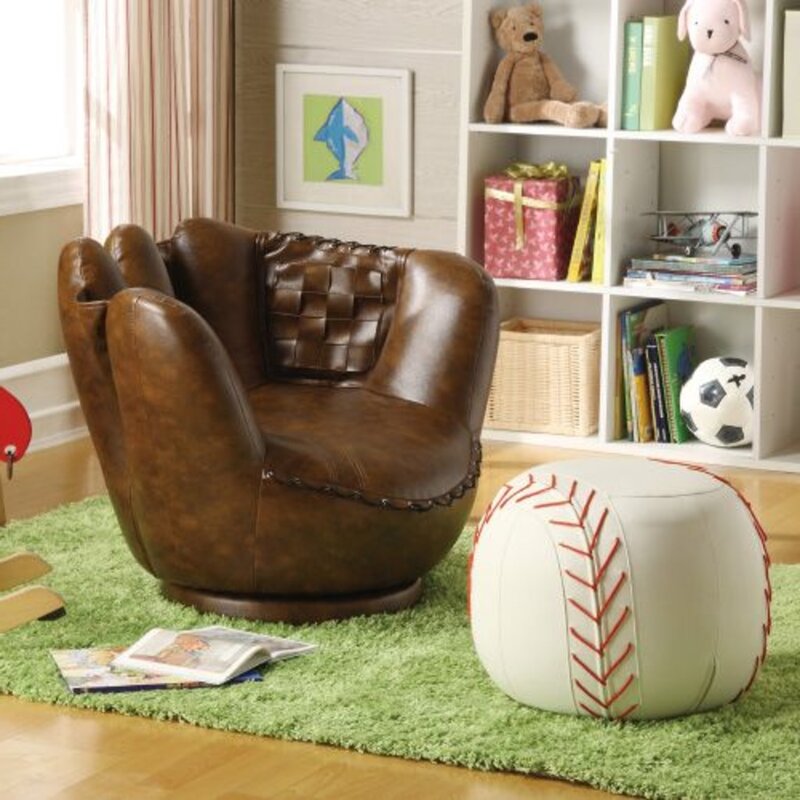 Zoomie Kids Andy Baseball Glove Faux Leather Chair And